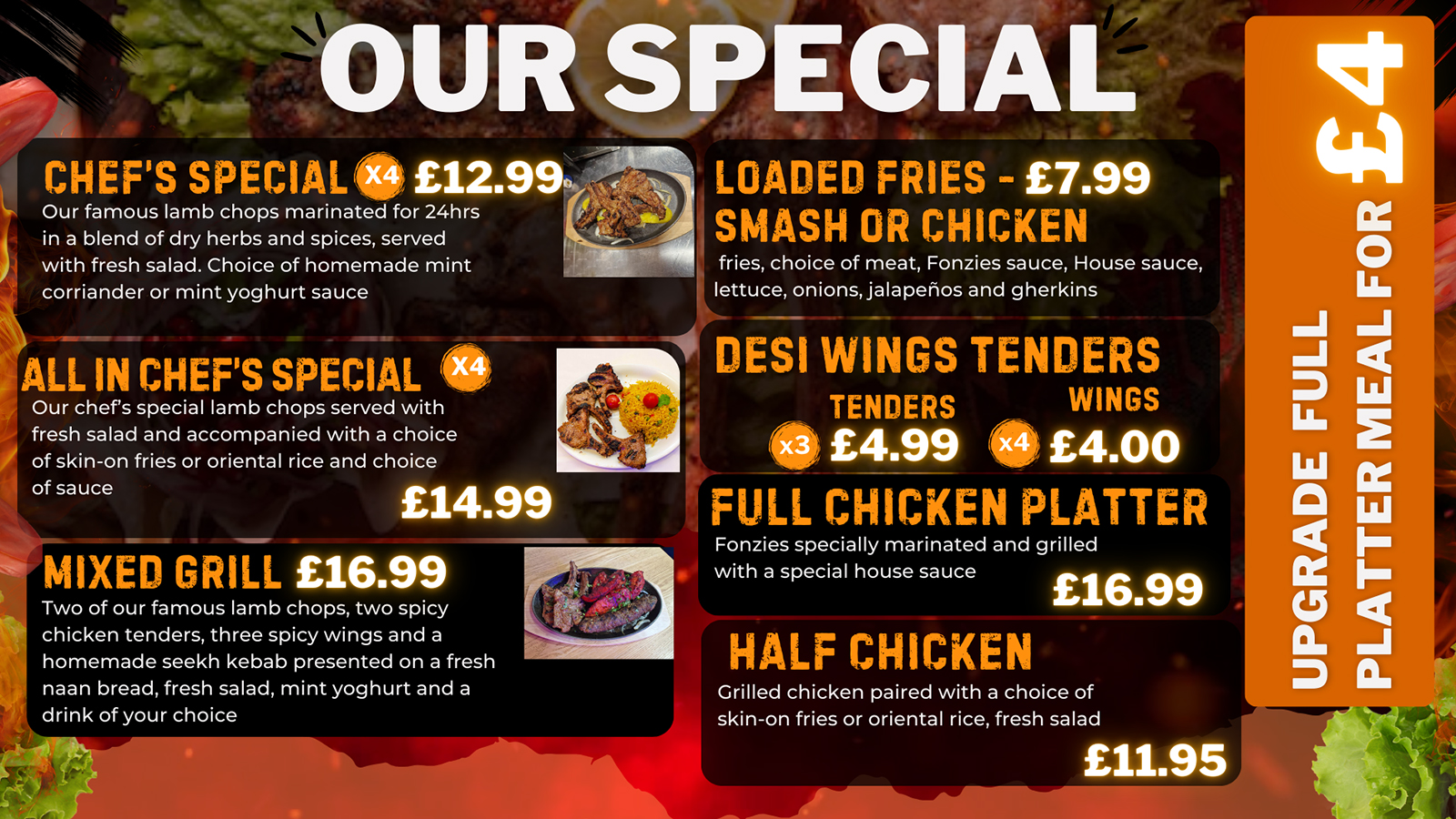 premium our specials Fonzies in Chorlton Manchester